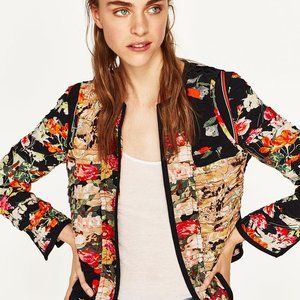 Zara Gathered Patchwork jacket sz M
